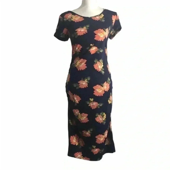Ingrid & Isabel Floral Summer Ruched MIDI Maternity Dress S NWT - Picture 1 of 3